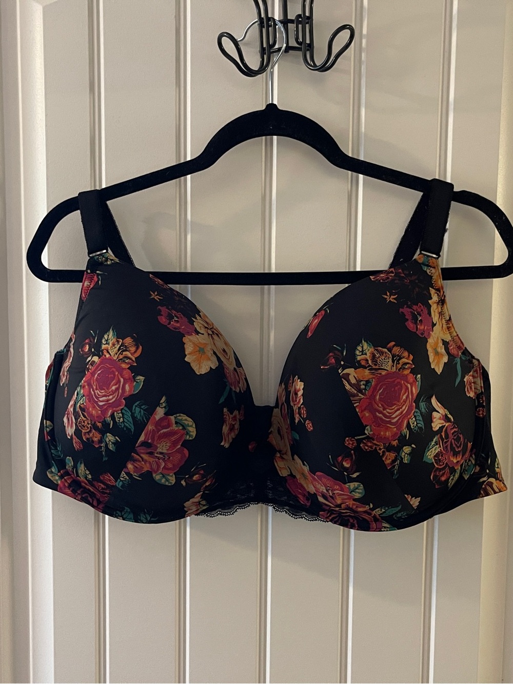 Floral Molded Black T-Shirt Bra - Women Intimates - Picture 1 of 5